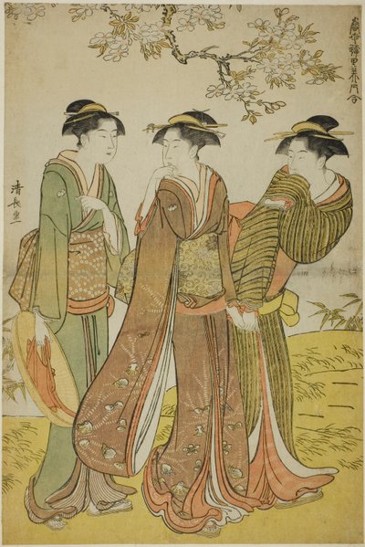 Spring Outing, fra serien "A Collection of Contemporary Beauties of the Pleasure Quarters (Tosei yuri bijin awase)" af Torii Kiyonaga