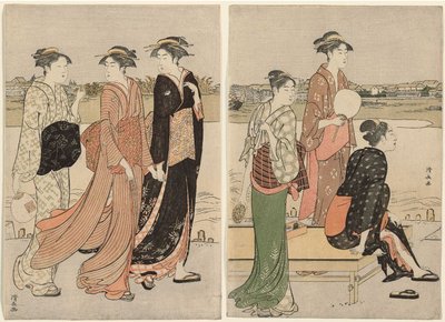 Sommertusmørke på bredden af Sumida-floden af Torii Kiyonaga