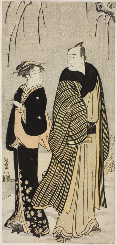 Skuespilleren Matsumoto Koshiro IV og en geisha fra en unavngiven serie af print, der viser skuespillere i privatlivet af Torii Kiyonaga