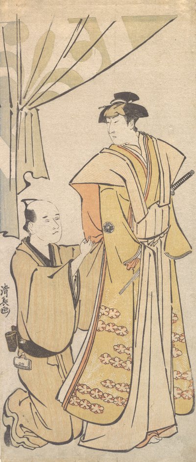 Skuespilleren Nakamura Riko I med en ledsager, ca. 1784. af Torii Kiyonaga