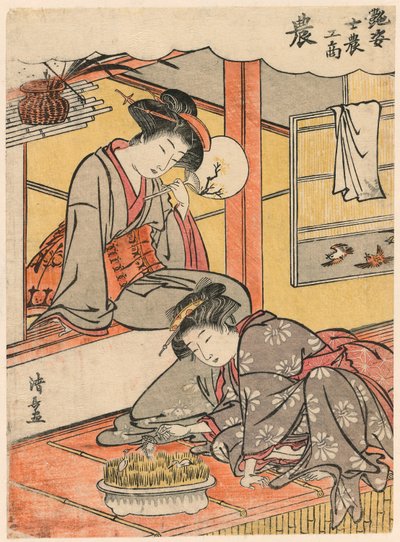 The Farmer (No) fra serien Beauties Illustrating the Four Social Classes (Adesugata shi no ko sho) af Torii Kiyonaga