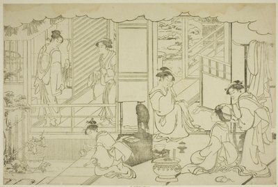Det første bad i det nye år (Yudono hajime), fra den illustrerede bog "Colors of the Triple Dawn (Saishiki mitsu no asa)" af Torii Kiyonaga