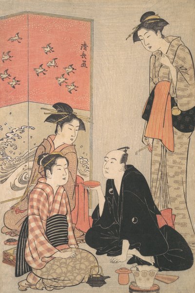 Kabuki-skuespilleren Sawamura Sojuro III og kurtisaner, ca. 1783-84. af Torii Kiyonaga