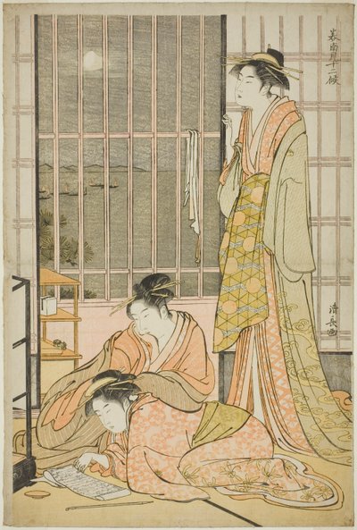 Den niende måned, fra serien "Tolv måneder i syd (Minami juni ko)" af Torii Kiyonaga