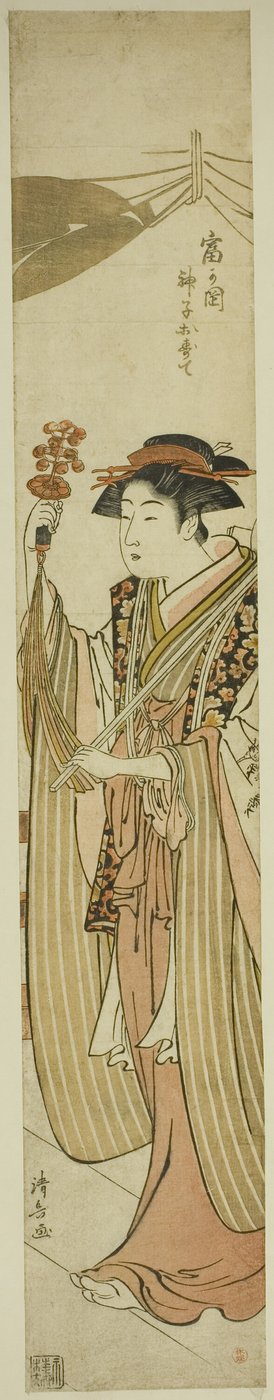 Sh Rene Maita smid Tomigaoka Sh Rene (Tomigaoka-helligdommen smid væk) af Torii Kiyonaga