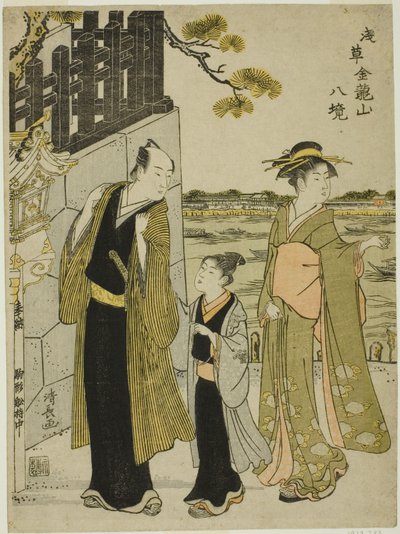 Udsigten fra Komagata Hall, fra serien "Eight Precincts of Kinryuzan Temple in Asakusa (Asakusa Kinruzan hakkei)" af Torii Kiyonaga