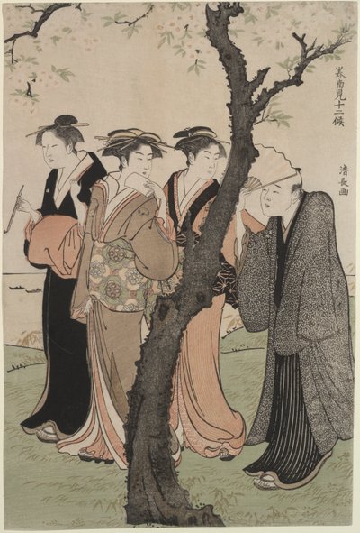 Tredje måned: Cherry Blossom Time på Gotenyama af Torii Kiyonaga