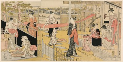 Kvinder vasker tøj af Torii Kiyonaga