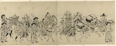 Den koreanske ambassades ankomst til Edo af Torii Kiyonobu I