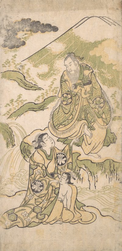 Scene fra et drama, ca. 1749. af Torii Kiyonobu I