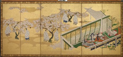 <em>Fortællingen om Genji</em>, kapitel 34; Kashiwagi får øje på den tredje prinsesse af Tosa Mitsuoki