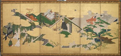<em>Fortællingen om Genji</em>, kapitel 2: Prins Genjis besøg i Utsusemi af Tosa Mitsuoki