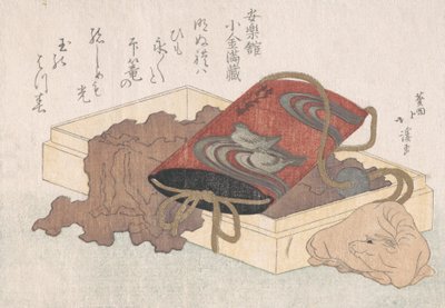 Lak Inro med vandfugle og okseformet netsuke i en æske fra forårsregnen ..., sandsynligvis 1817. af Totoya Hokkei