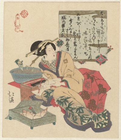 Kvinde skriver et brev Môsô (titel på objekt) af Totoya Hokkei