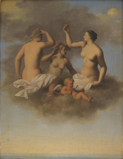 Juno, Minerva og Venus med Amor af Toussaint Gelton