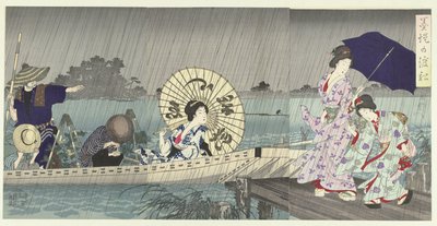 Kilden mellem Sumidas bredder Bokutei no watashibune (titel på objekt) af Toyohara Chikanobu