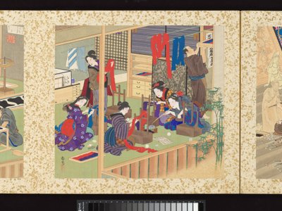 Kunsthåndværkere, skønheder og årlige begivenheder af Toyohara Kunichika