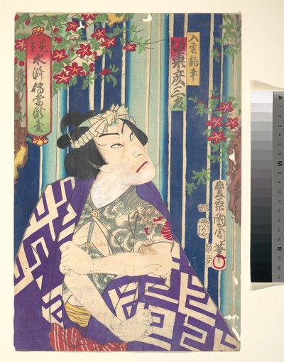 Imaginäres Porträt, Shuihuzhuan der Bühne: Tōryūdai - Schauspieler, Bandō Hikozaburō als Nyūunryū af Toyohara Kunichika
