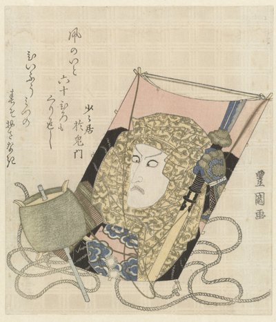 En drage med et portræt af en mand med et tørklæde af Toyokuni (II) , Utagawa
