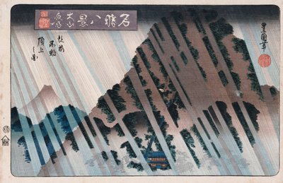 "Night Rain, Oyama", fra serien "Otte udsigter over berømte steder" af Toyokuni II
