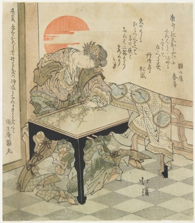 (Kinesisk prinsesse ved et broderibord), 1828 af Toyota Hokkei