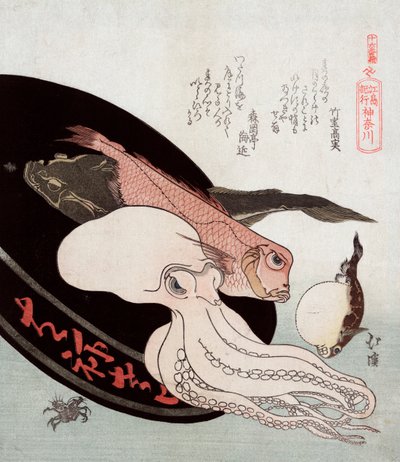 Octopus and Ocean Fish af Totoya Hokkei af Toyota Hokkei