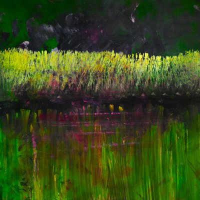 Marsh- Nocturne, 2017 (olie på panel) af Tracy Lambros