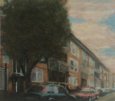 Et sted at bo 4, 2010 (olie på krydsfiner) af Trevor Burgess