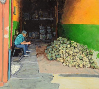 Ananastrilogi 1 (San José, Costa Rica), 2018 (olie på plade) af Trevor Burgess