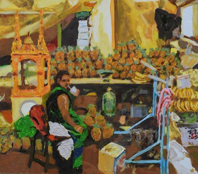 Pineapple trilogy 2 (Mexico City), 2018 (olie på plade) af Trevor Burgess