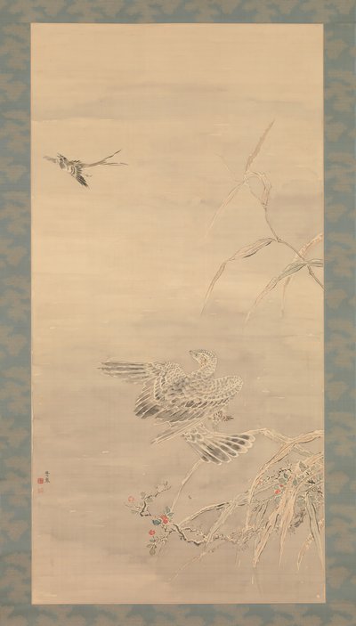 Hawk Grasping a Small Bird, 1800-tallet. af Tsubaki Chinzan