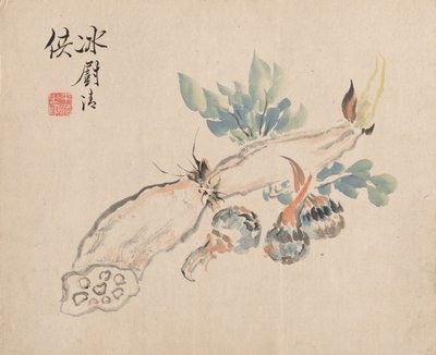 Lotus rod og hugorm tunge af Tsubaki Chinzan
