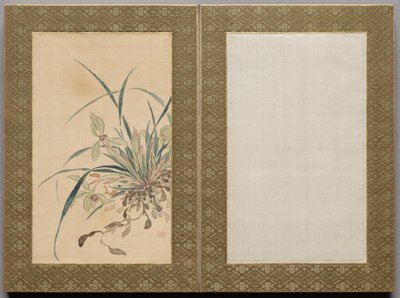 Maleri af blomster og græs af Tsubaki Chinzan