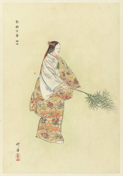 Skuespiller i No Play Hanjo Noh-skuespiller fra Noh-skuespillet Hanjo Hanjo (titel på objekt) Play a Hundred Noh (serietitel) Nogaku hyakuban (serietitel på objekt) af Tsukioka Kogyo