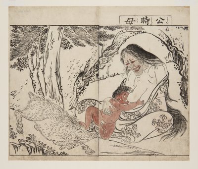 Mother of Kintoki (Kintoki no Haha) (træbloktryk i farver) af Tsukioka Settei