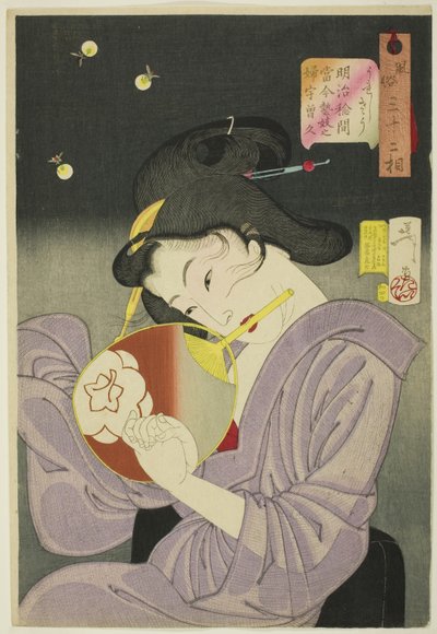 Delighted (Ureshiso), fra serien "Thirty-two Aspects of Women (Fuzoku sanjuniso)" af Tsukioka Yoshitoshi