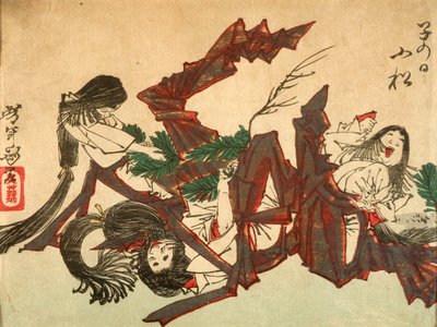 Ziehen von Kieferntrieben am Tag der Ratte af Tsukioka Yoshitoshi