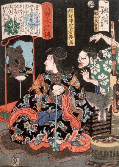 Shumitsu Kanja Yoshitaka grubler som en rot i et spejl af Tsukioka Yoshitoshi