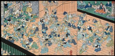 Uji Jōetsus elever øver fægtning af Tsukioka Yoshitoshi