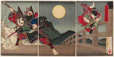 Yoshitsune og Benkei ved Gojō Bridge af Tsukioka Yoshitoshi