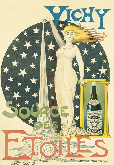 Vichy, Source of the Stars, ca. 1900 (farve litho) af Tulus Tulus