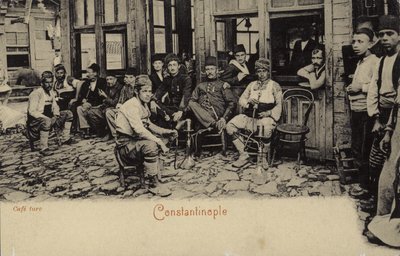 Tyrkisk kaffehus, Konstantinopel, 1898 af Turkish Photographer