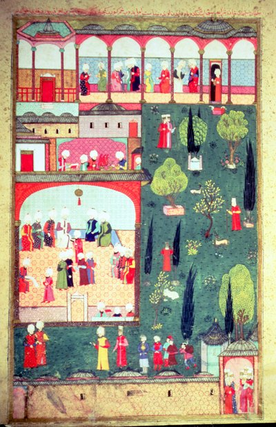 H 1524 f.242r Ministerrådet i Topkapi-paladset, fra 