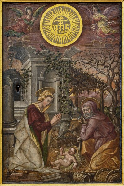 Jesu fødsel, dør til et ciborium, første halvdel af XVI århundrede (olie på panel) af Tuscan School