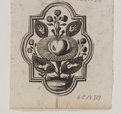 Emblem med et hjerte gennemboret af en rose af Ubekendt