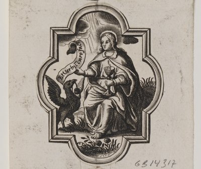 Emblem med evangelisten Johannes af Ubekendt