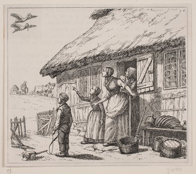 Illustration til "Storken er kommen", digt af Gotfred Rode af Ubekendt
