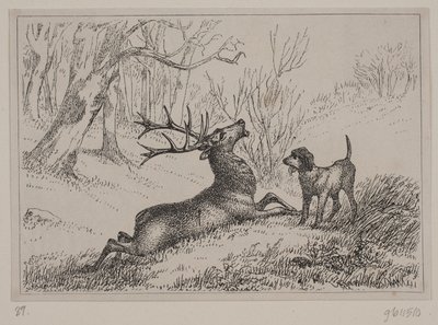 Illustration til digtet "Hjorten" af Gotfred Rode af Ubekendt