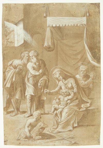 Maria med Jesus-barnet, Johannes Døberen, Elisabeth, Joseph og Zakarias af Ubekendt