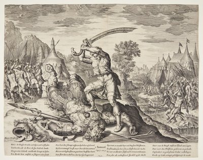 David skærer Goliats hoved af af Ubekendt efter ubekendt efter Maarten van Heemskerck